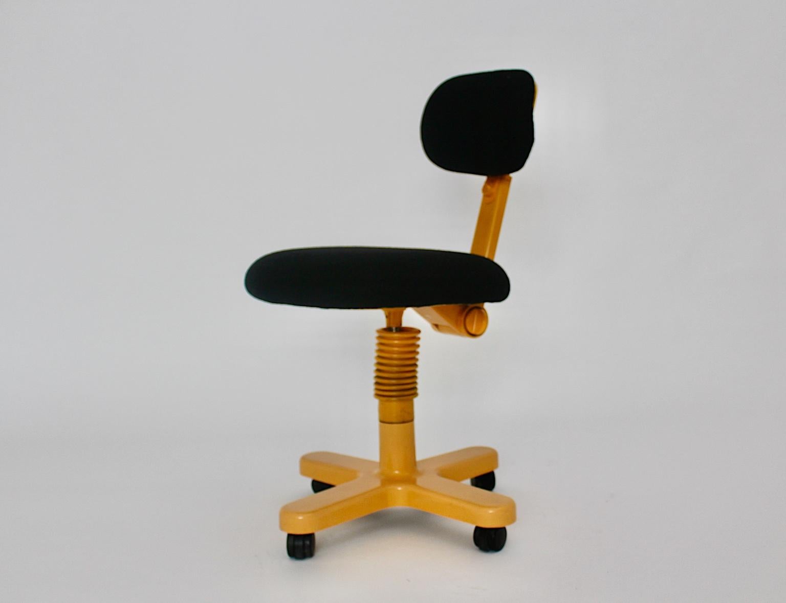Space Age Vintage Yellow Black Synthesis Desk Chair Ettore Sottsass for Olivetti 3