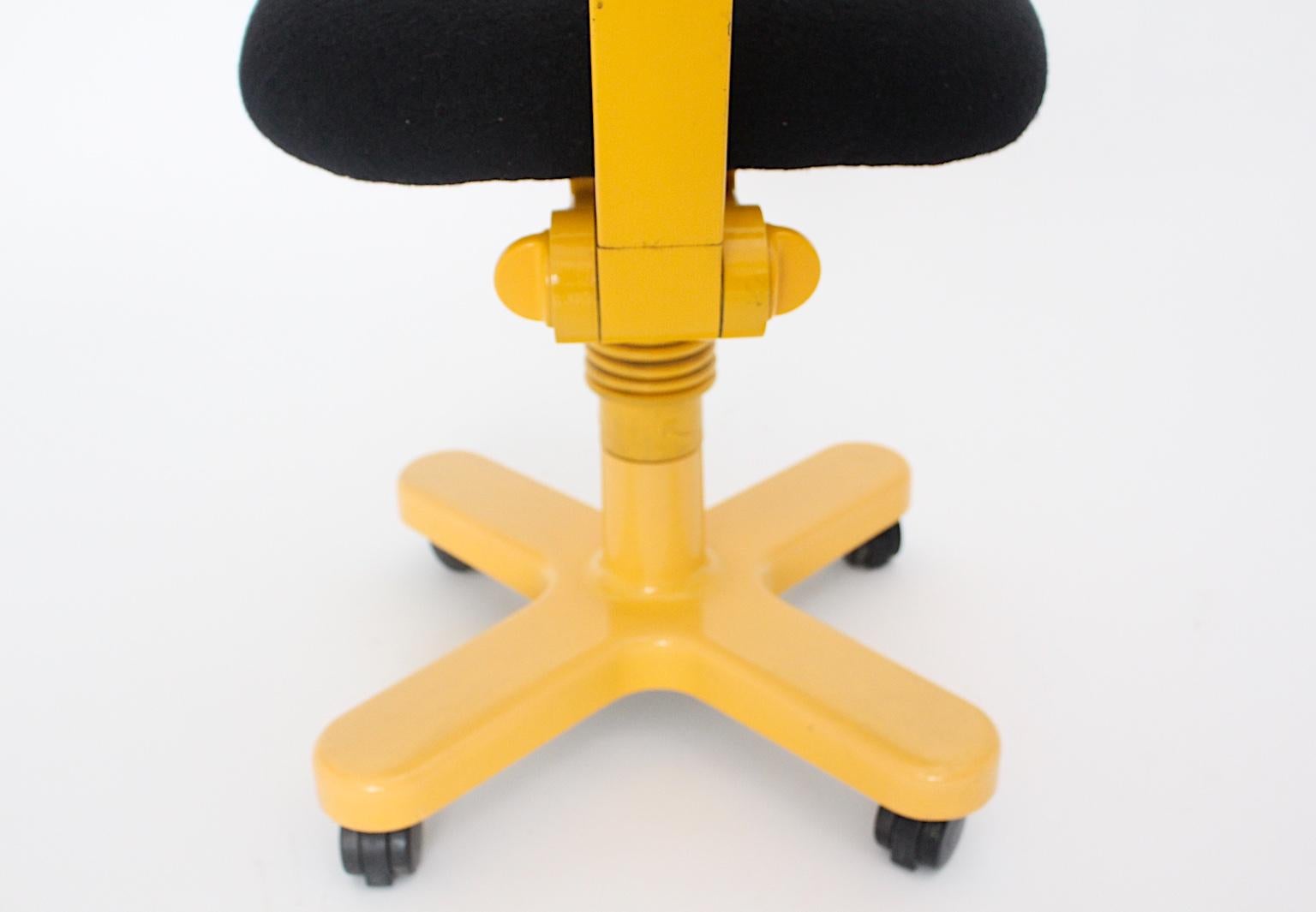 Space Age Vintage Yellow Black Synthesis Desk Chair Ettore Sottsass for Olivetti 5