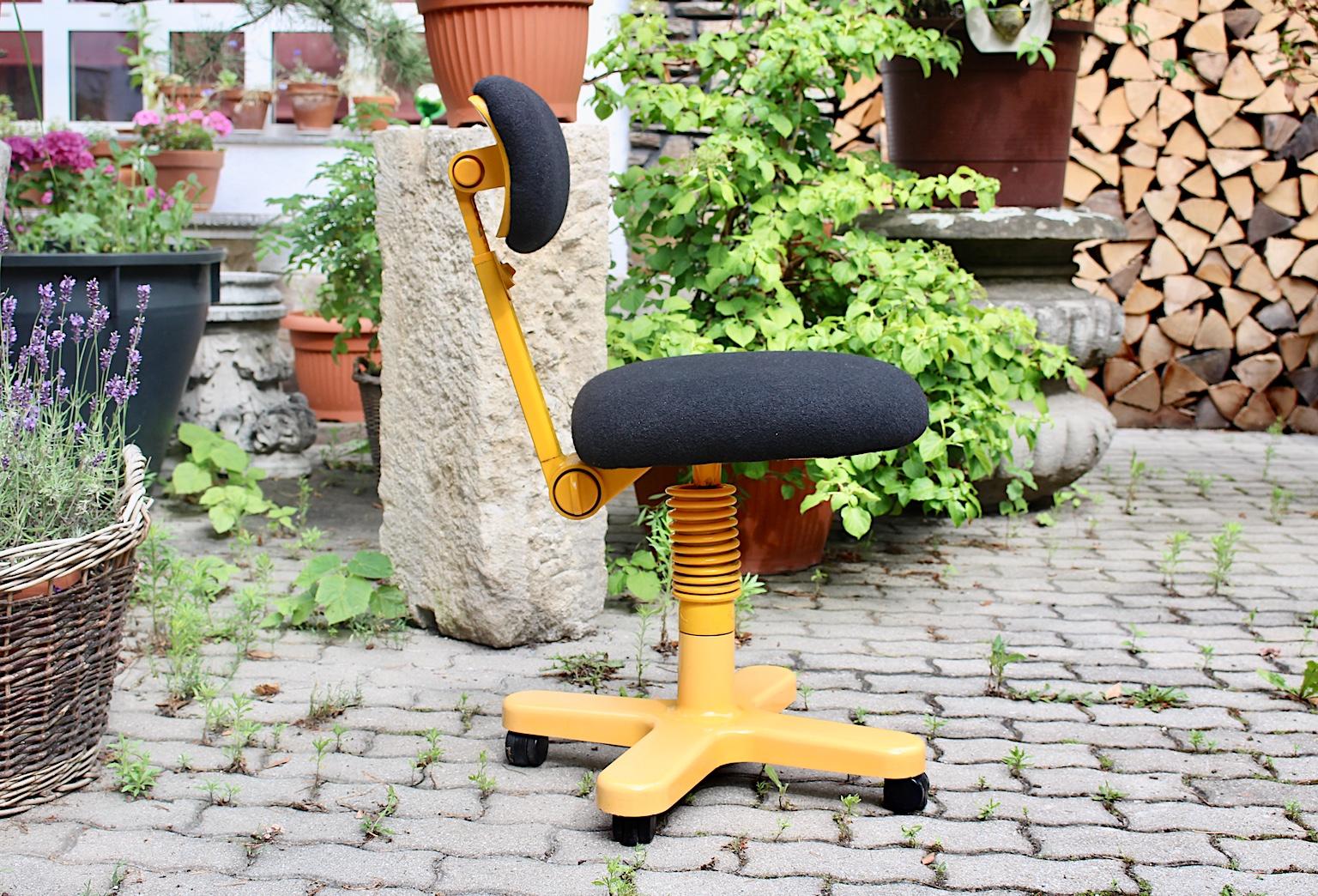 Space Age Vintage Yellow Black Synthesis Desk Chair Ettore Sottsass for Olivetti 6