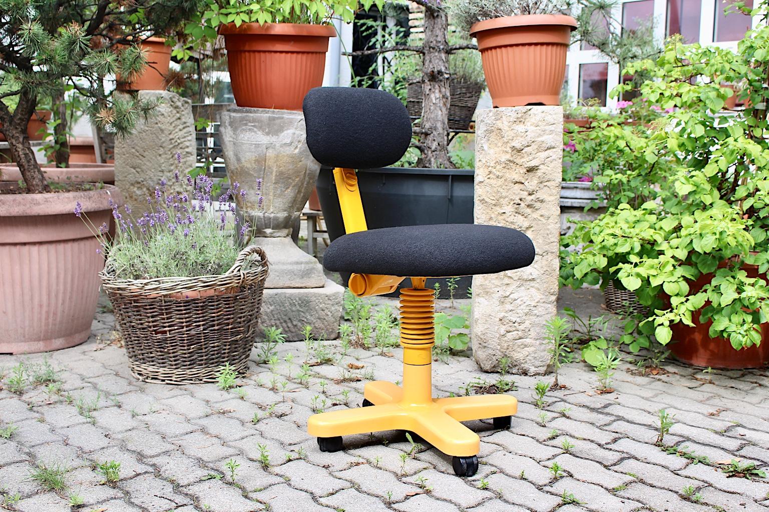 Space Age Vintage Yellow Black Synthesis Desk Chair Ettore Sottsass for Olivetti 9