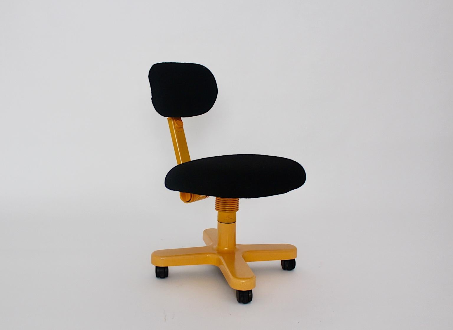 Italian Space Age Vintage Yellow Black Synthesis Desk Chair Ettore Sottsass for Olivetti