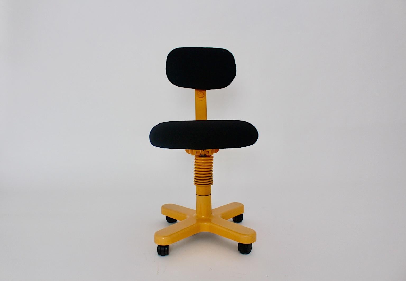 Mid-20th Century Space Age Vintage Yellow Black Synthesis Desk Chair Ettore Sottsass for Olivetti