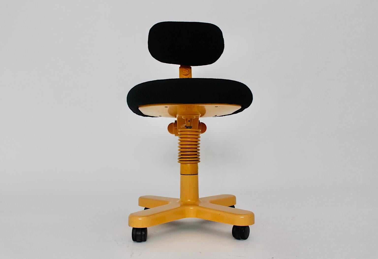 Aluminum Space Age Vintage Yellow Black Synthesis Desk Chair Ettore Sottsass for Olivetti