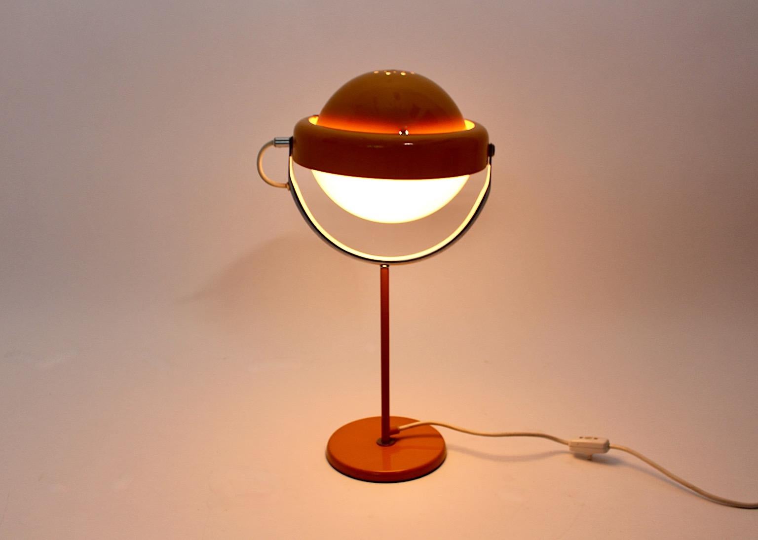 Space Age Vintage Yellow or Orange Table Lamp Uno Dahlen, 1960s, Sweden For Sale 4