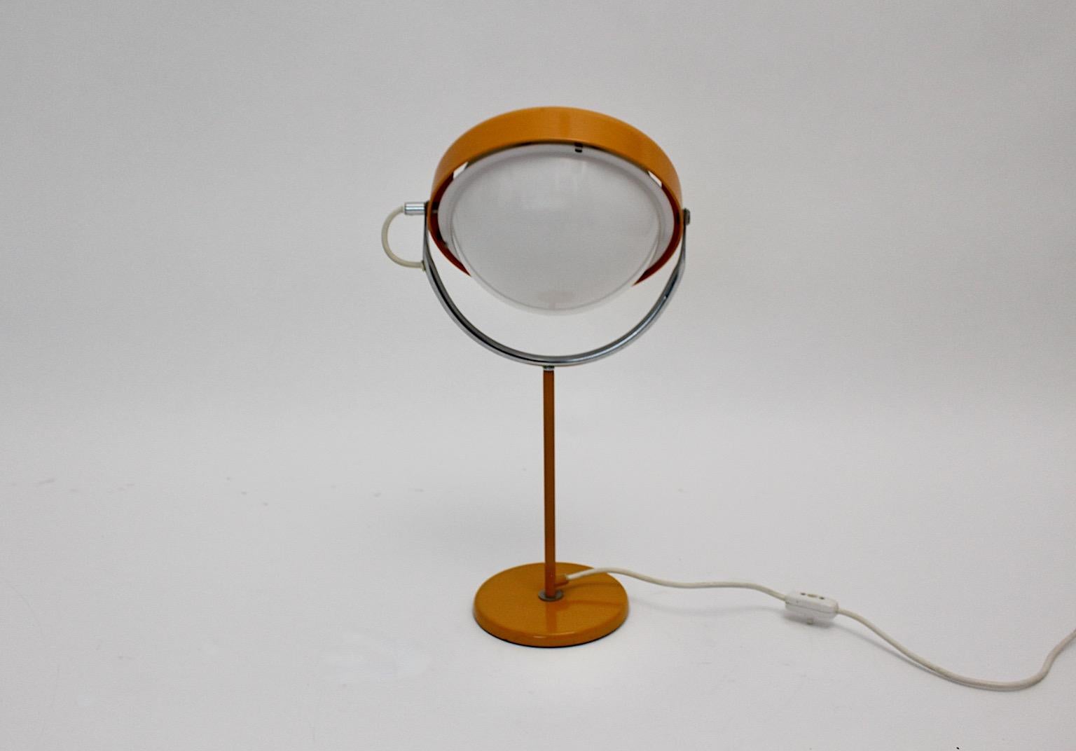 Mid-20th Century Space Age Vintage Yellow or Orange Table Lamp Uno Dahlen, 1960s, Sweden For Sale