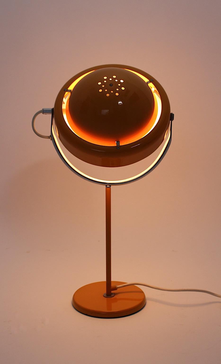 Space Age Vintage Yellow or Orange Table Lamp Uno Dahlen, 1960s, Sweden For Sale 3