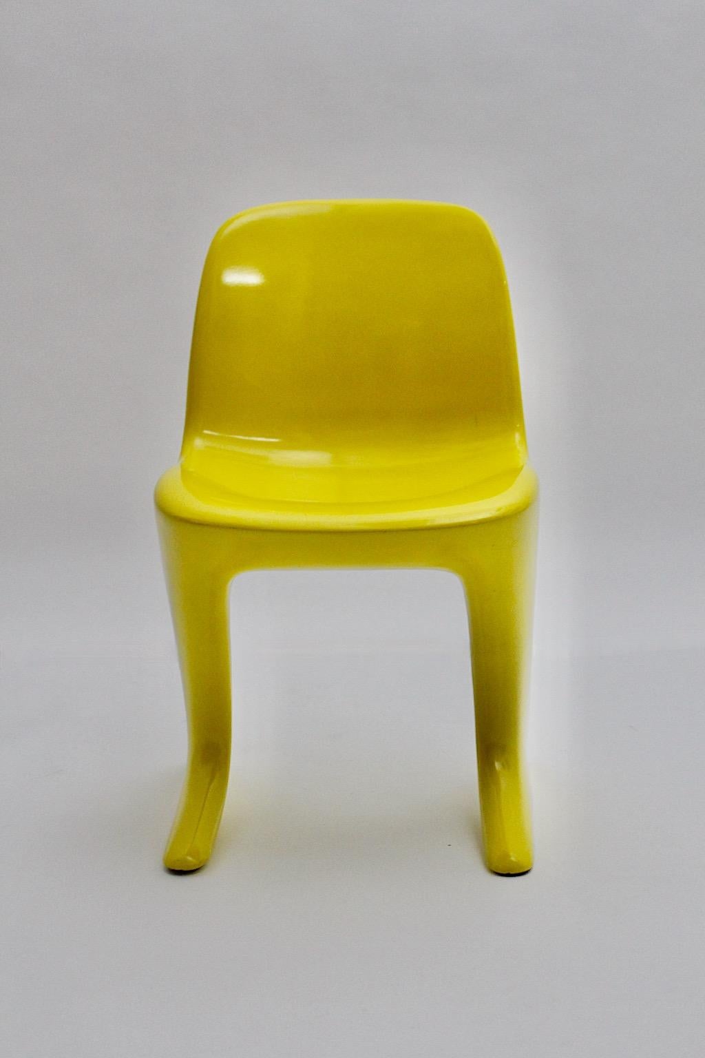 Space Age Vintage Yellow Plastic Chair Kangaroo Chair Ernst Moeckl 1960s Germany For Sale 6