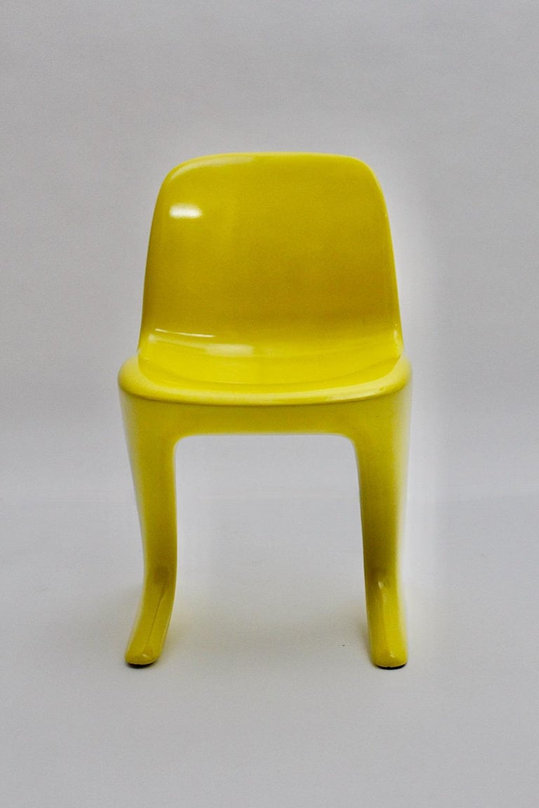 Space Age Vintage Yellow Plastic Chair Kangaroo Chair Ernst Moeckl 1960s Germany For Sale 9