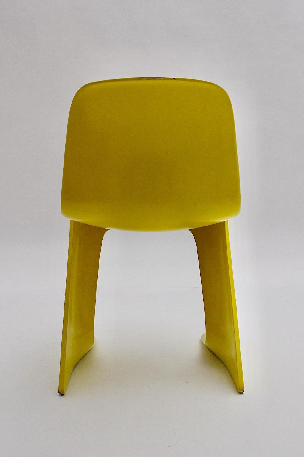 Space Age Vintage Yellow Plastic Chair Kangaroo Chair Ernst Moeckl 1960s Germany For Sale 9