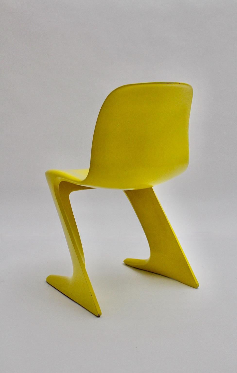 Mid-20th Century Space Age Vintage Yellow Plastic Chair Kangaroo Chair Ernst Moeckl 1960s Germany For Sale