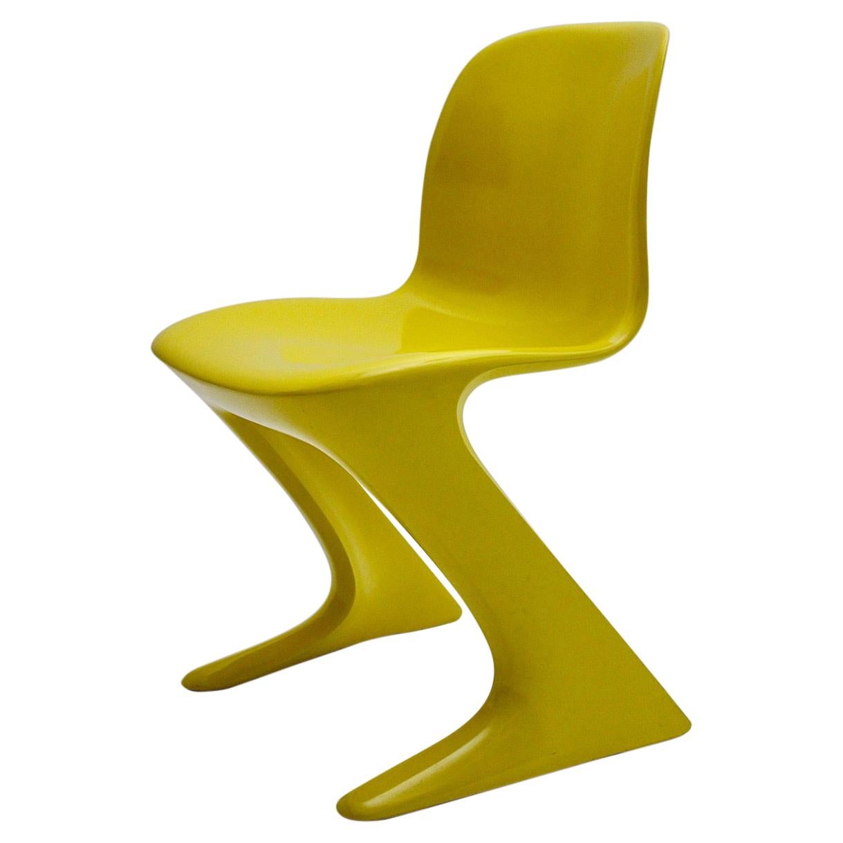 Space Age Vintage Yellow Plastic Chair Kangaroo Chair Ernst Moeckl 1960s Germany