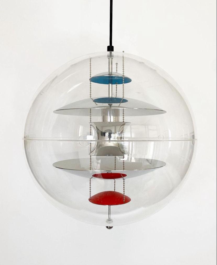 Chrome Space age ‘VP Globe’ lamp by Verner Panton for Louis Poulsen, 1960s Denmark