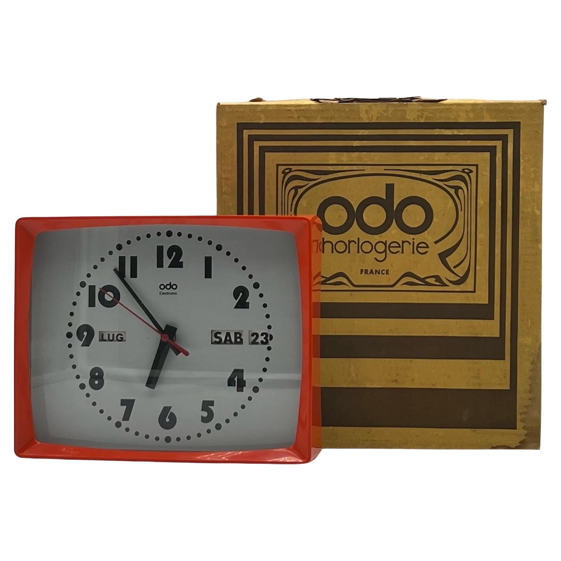 Wanduhr aus dem Space Age mit Kalender aus Odo France, 1970er Jahre 2
