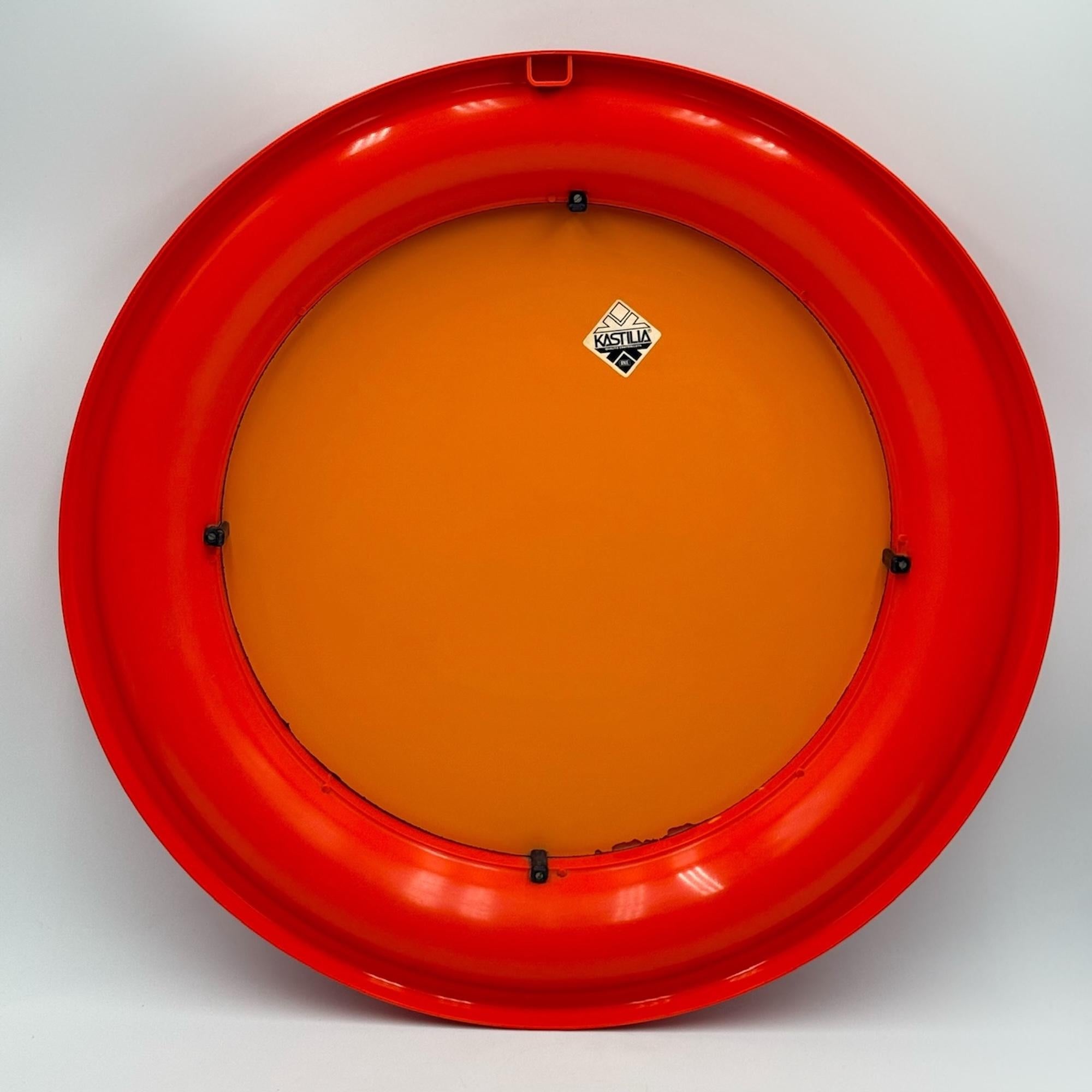 Espejo de pared Space Age con marco naranja atrevido by Kastilia Italia, 1970s en venta 4