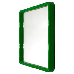 Space Age Wall Mirror with Square Green Frame by Gedy Italy, 1970s