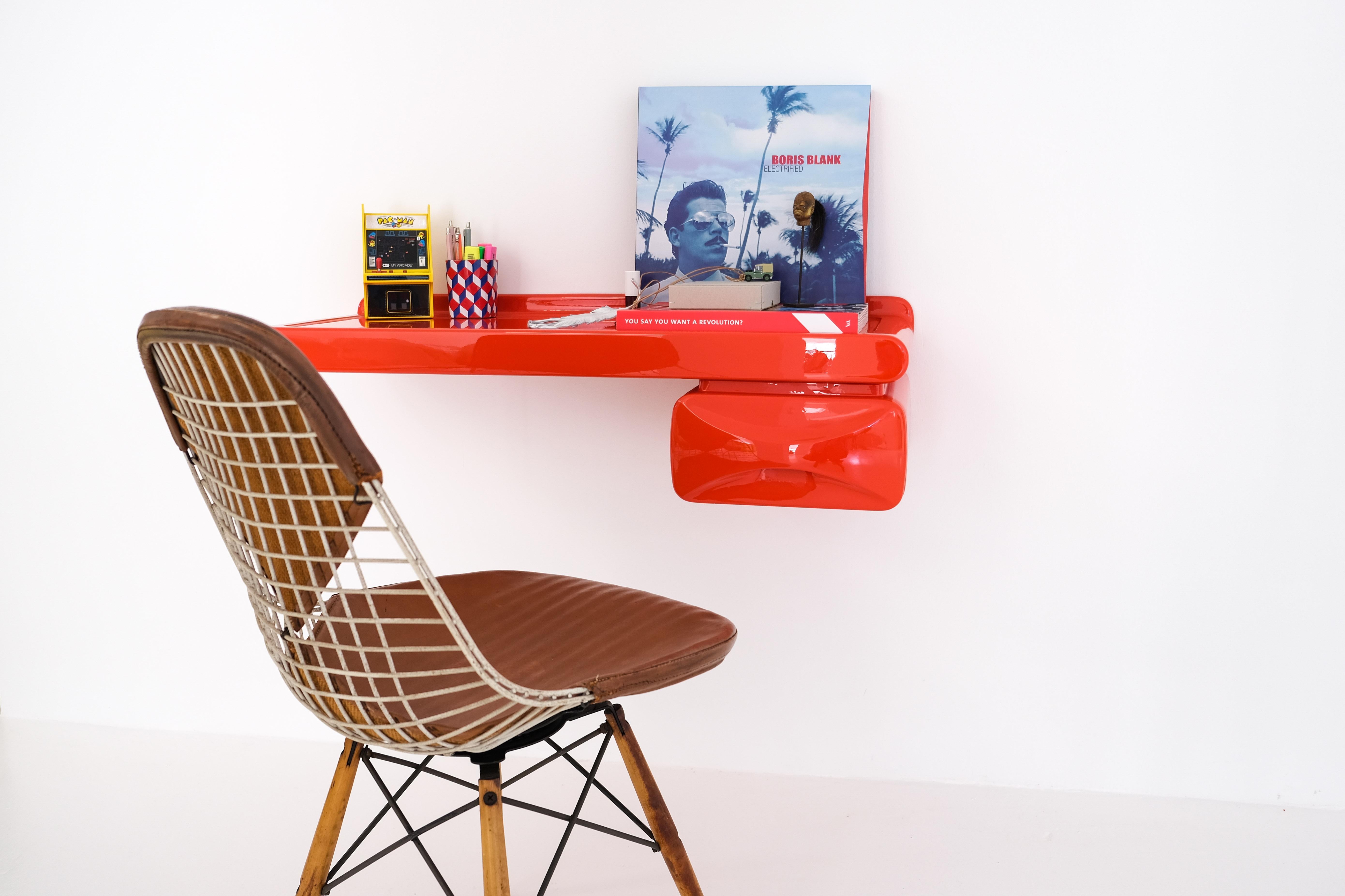 Space Age Wall Mounted Storage Board with Drawer or Desk Attrib. to Ernest Igl 5