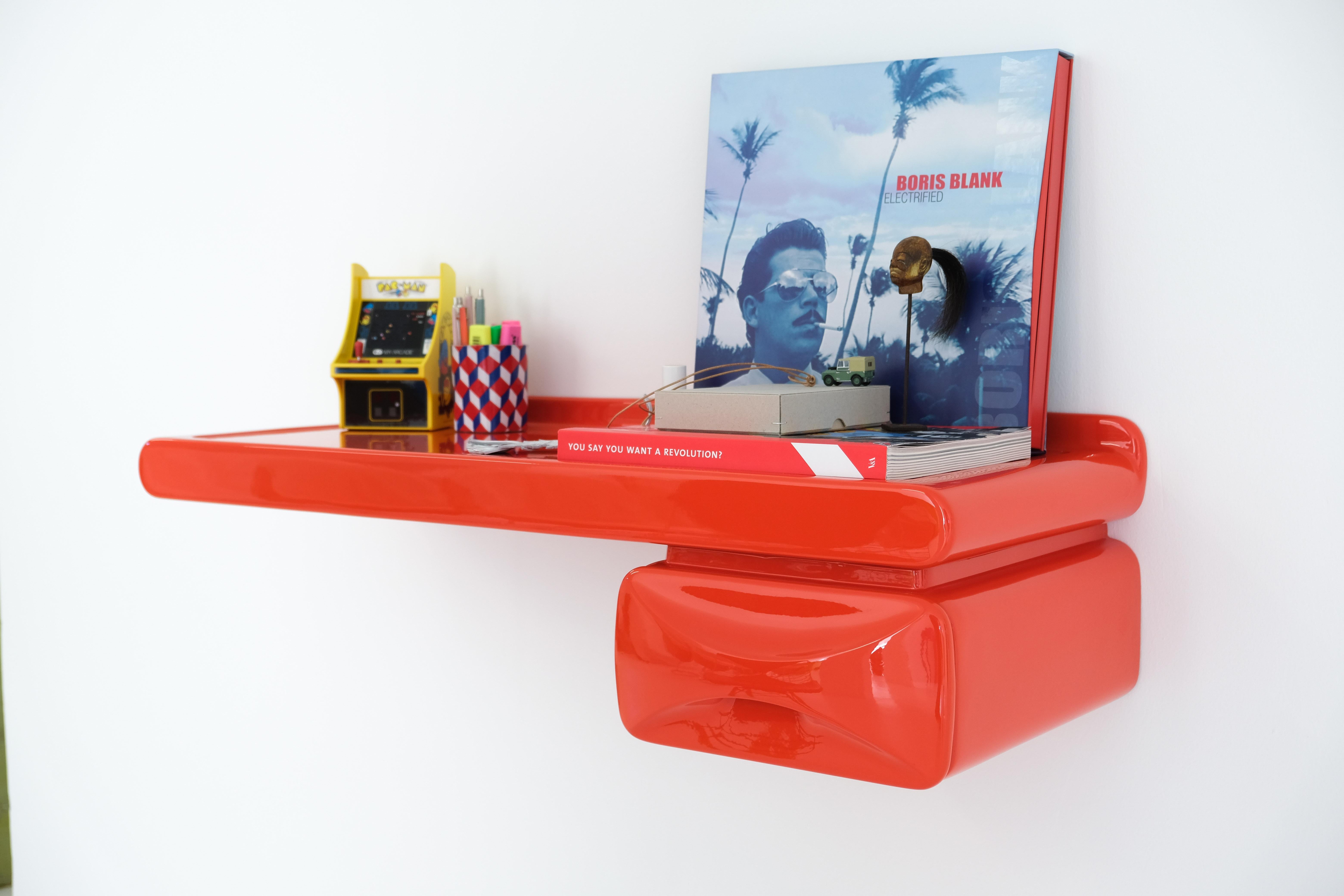 Space Age Wall Mounted Storage Board with Drawer or Desk Attrib. to Ernest Igl 12