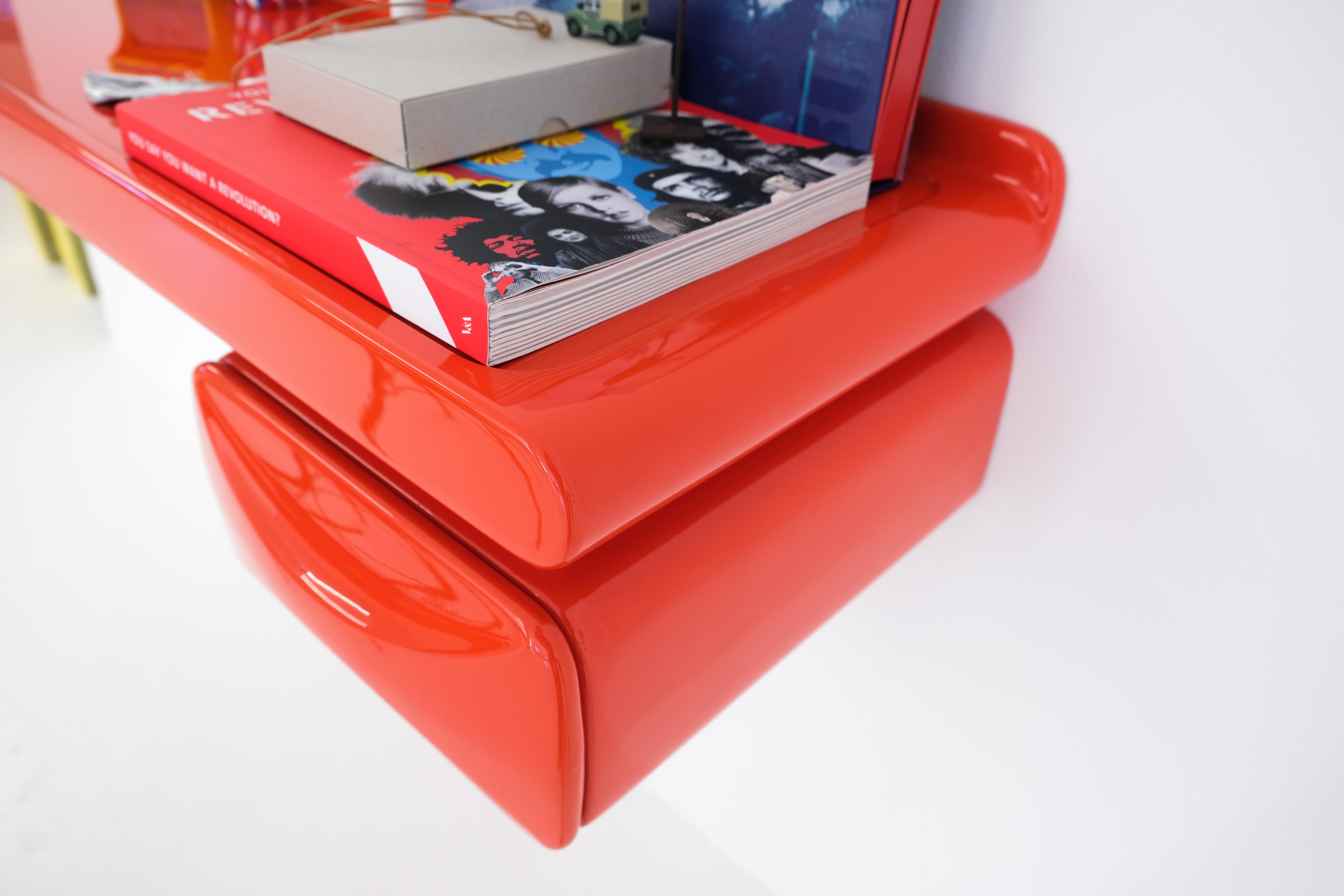 Space Age Wall Mounted Storage Board with Drawer or Desk Attrib. to Ernest Igl In Excellent Condition In Munster, NRW