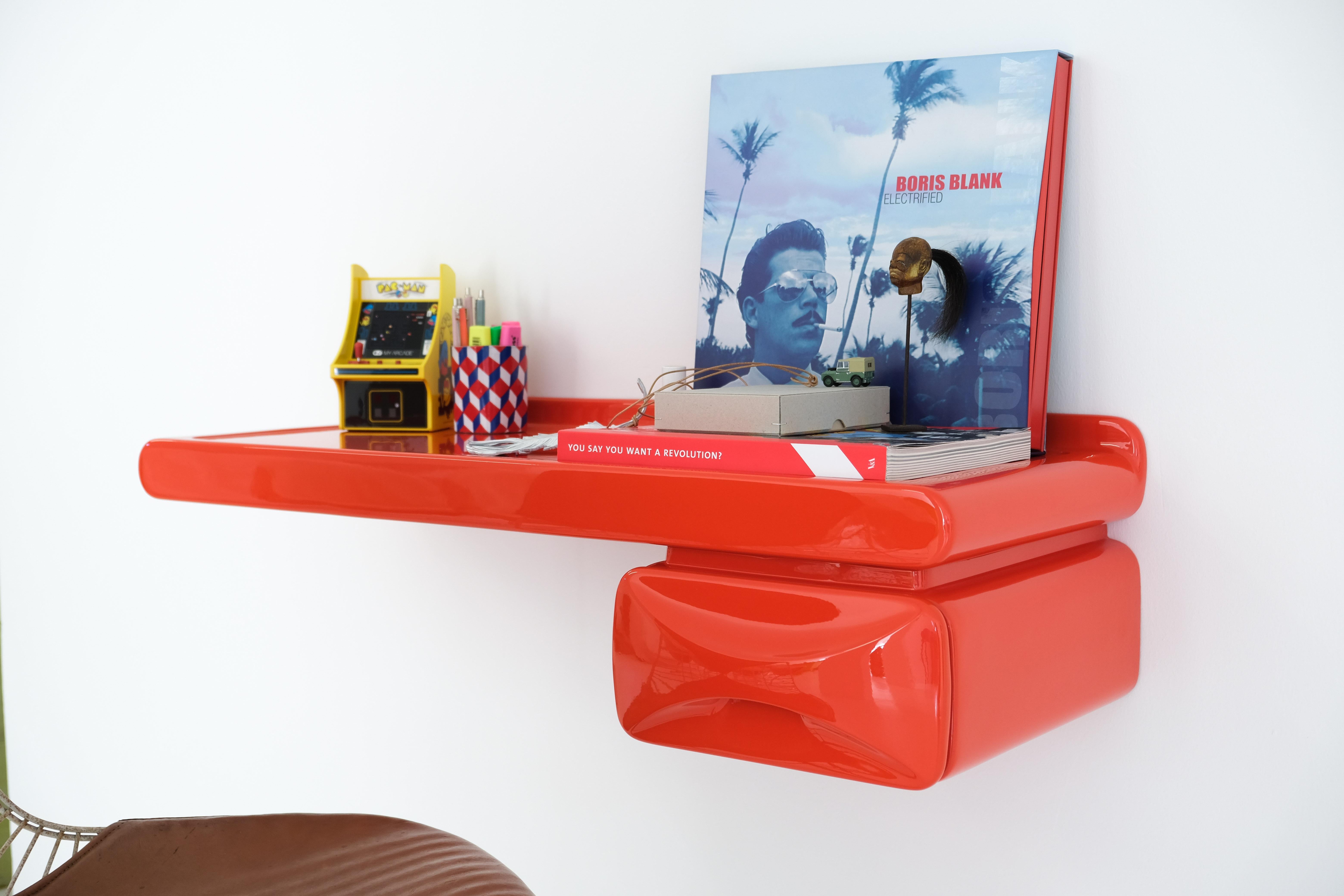 Space Age Wall Mounted Storage Board with Drawer or Desk Attrib. to Ernest Igl 3