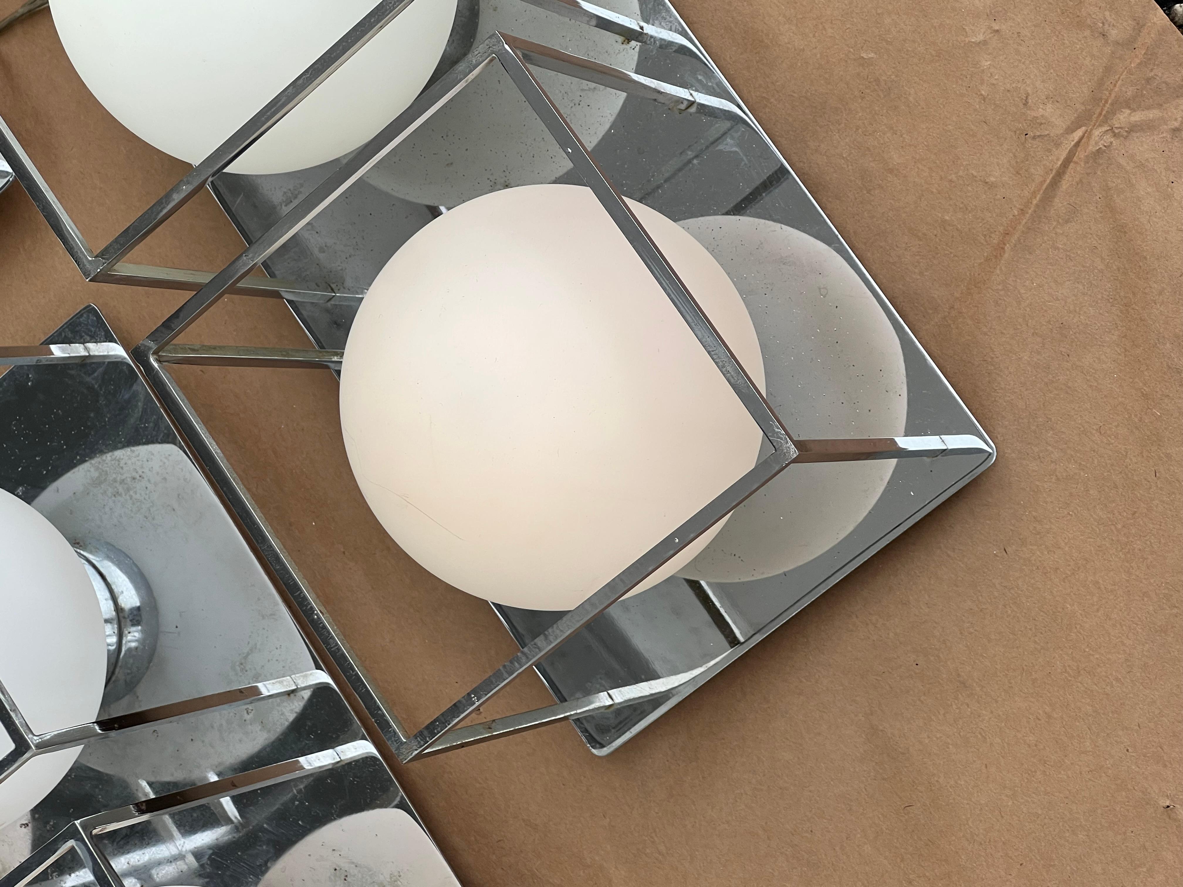 Space Age Wall Or Ceiling Lights Chrome And Glass For Sale 3