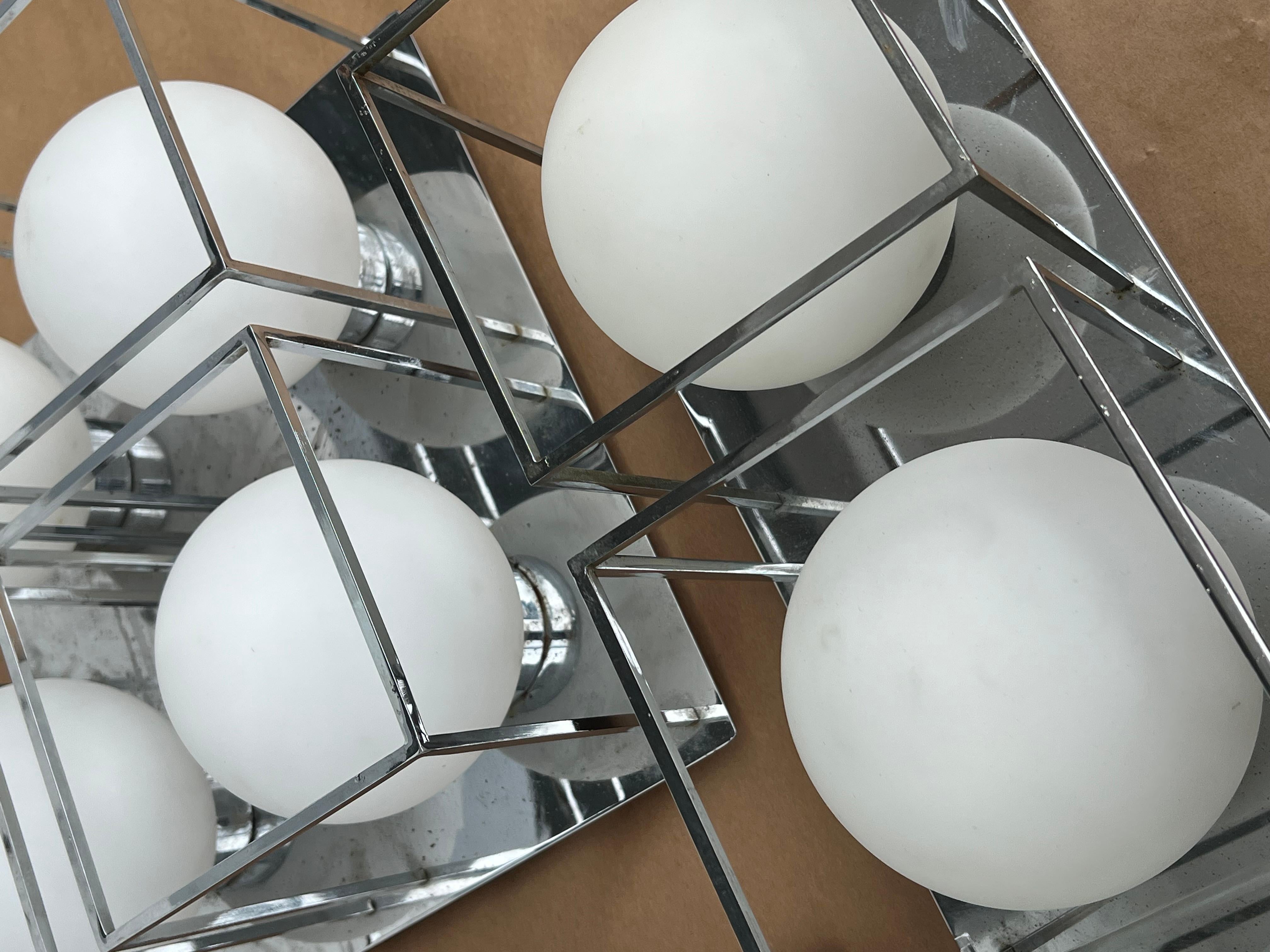 Space Age Wall Or Ceiling Lights Chrome And Glass For Sale 6