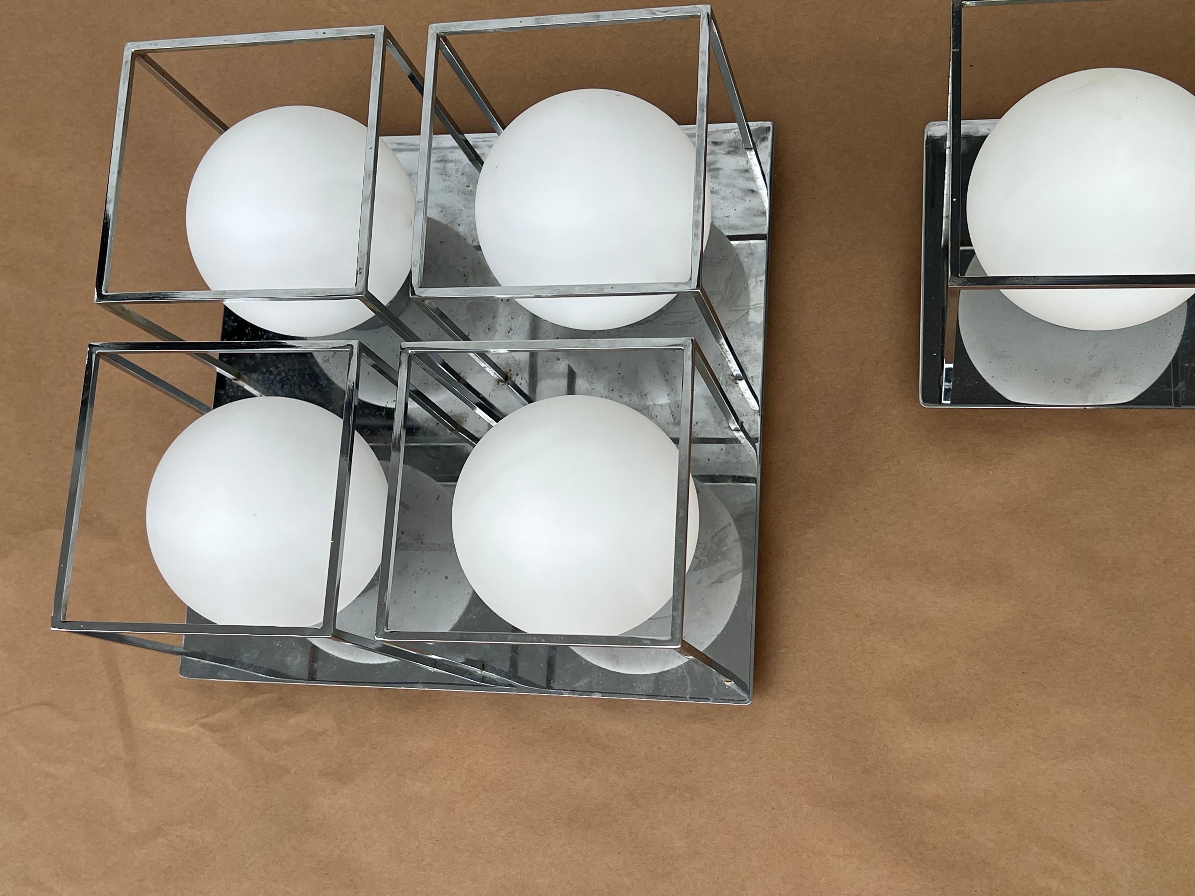 Space Age Wall Or Ceiling Lights Chrome And Glass For Sale 9