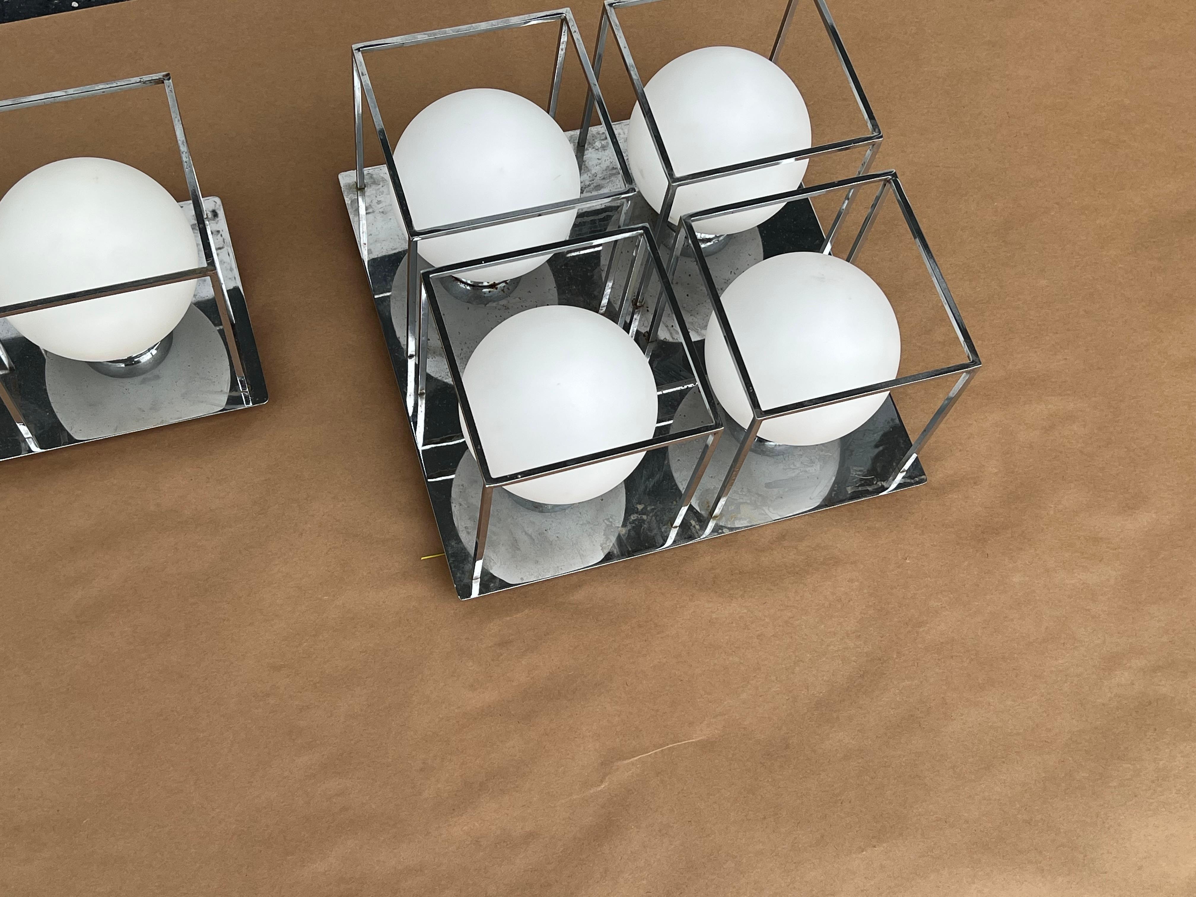 Space Age Wall Or Ceiling Lights Chrome And Glass For Sale 10
