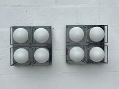 Space Age Wall Or Ceiling Lights Chrome And Glass