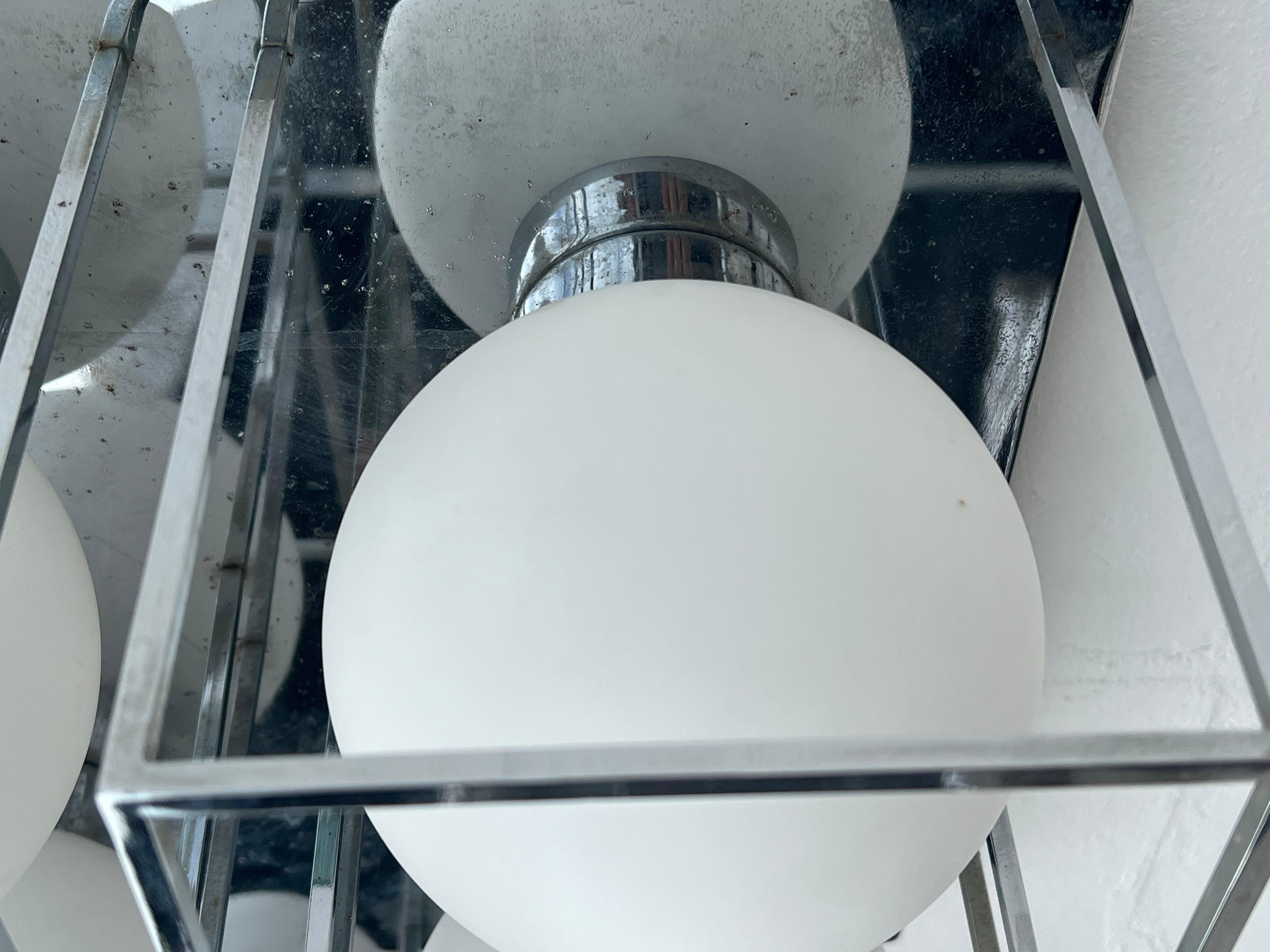 Space Age Wall Or Ceiling Lights Chrome And Glass In Good Condition For Sale In St.Petersburg, FL