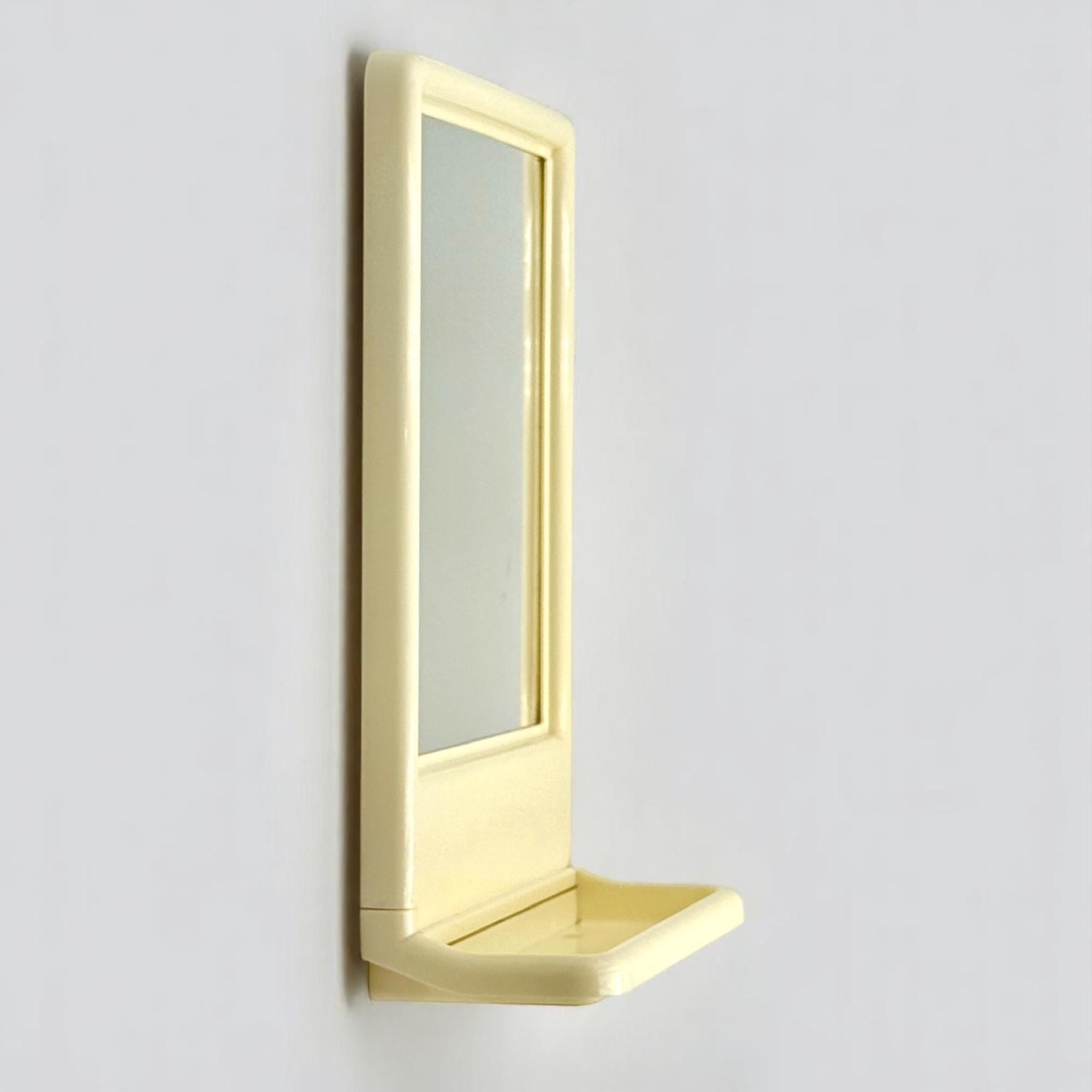 Space Age Wall or Table Mirror with Plastic Frame and Built-in Shelf 1970s in vendita 1
