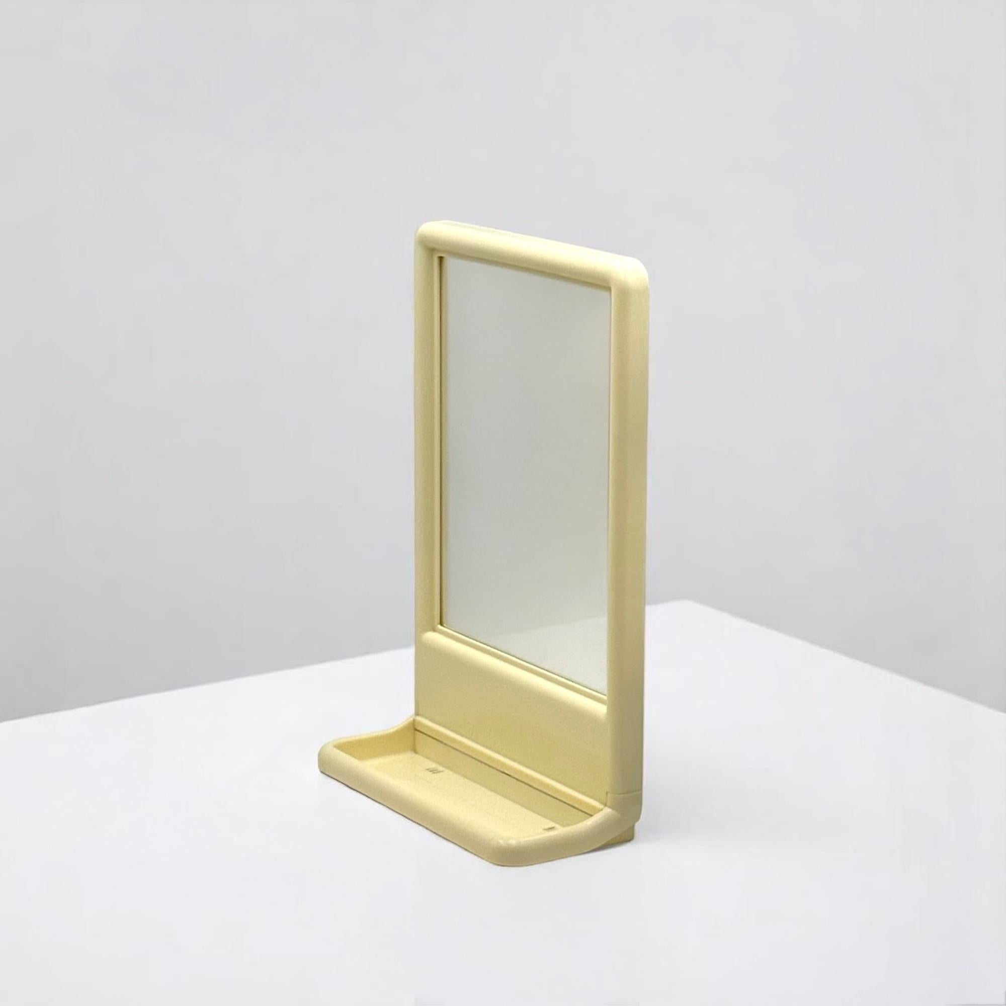 Space Age Wall or Table Mirror with Plastic Frame and Built-in Shelf 1970s in vendita 3
