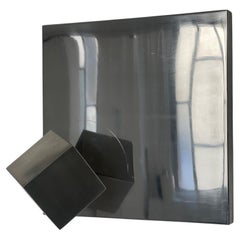 Space Age Wall Sculpture in metal with 3D Geometric Cube