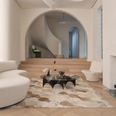 Undulating Lines Wavy Customizable Cream, Taupe, Caramel Rug Small