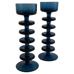 Retro Space Age Wedgwood Glass Candleholders