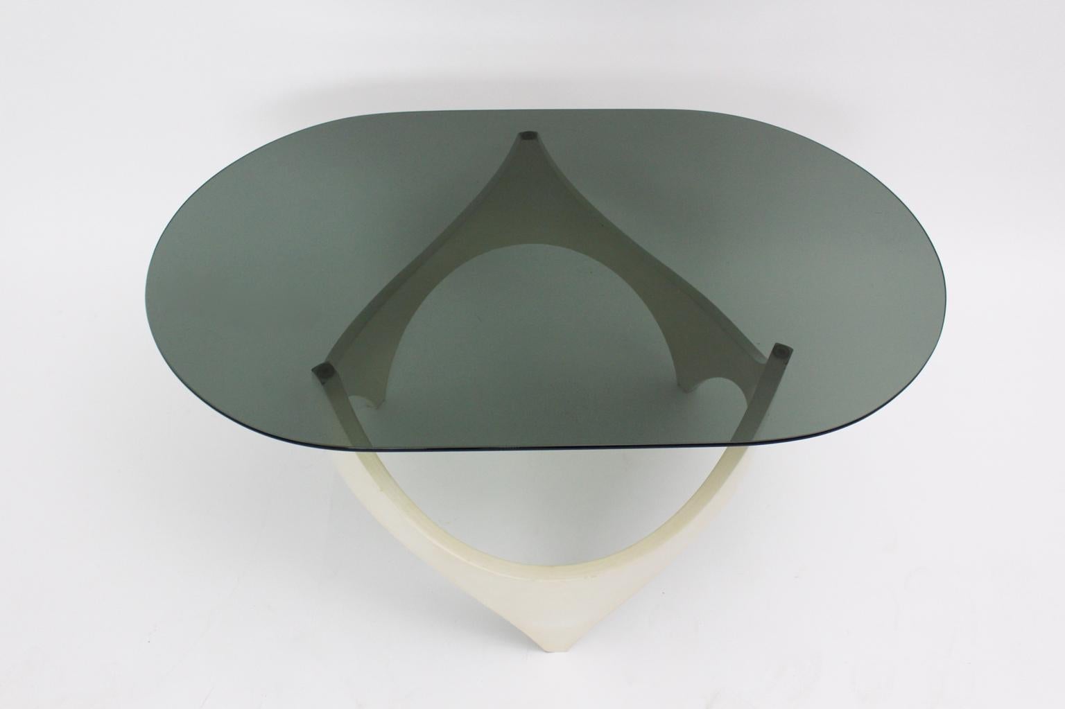 Lacquered Space Age White Beech Coffee Table by Opal, 1970, Germany For Sale