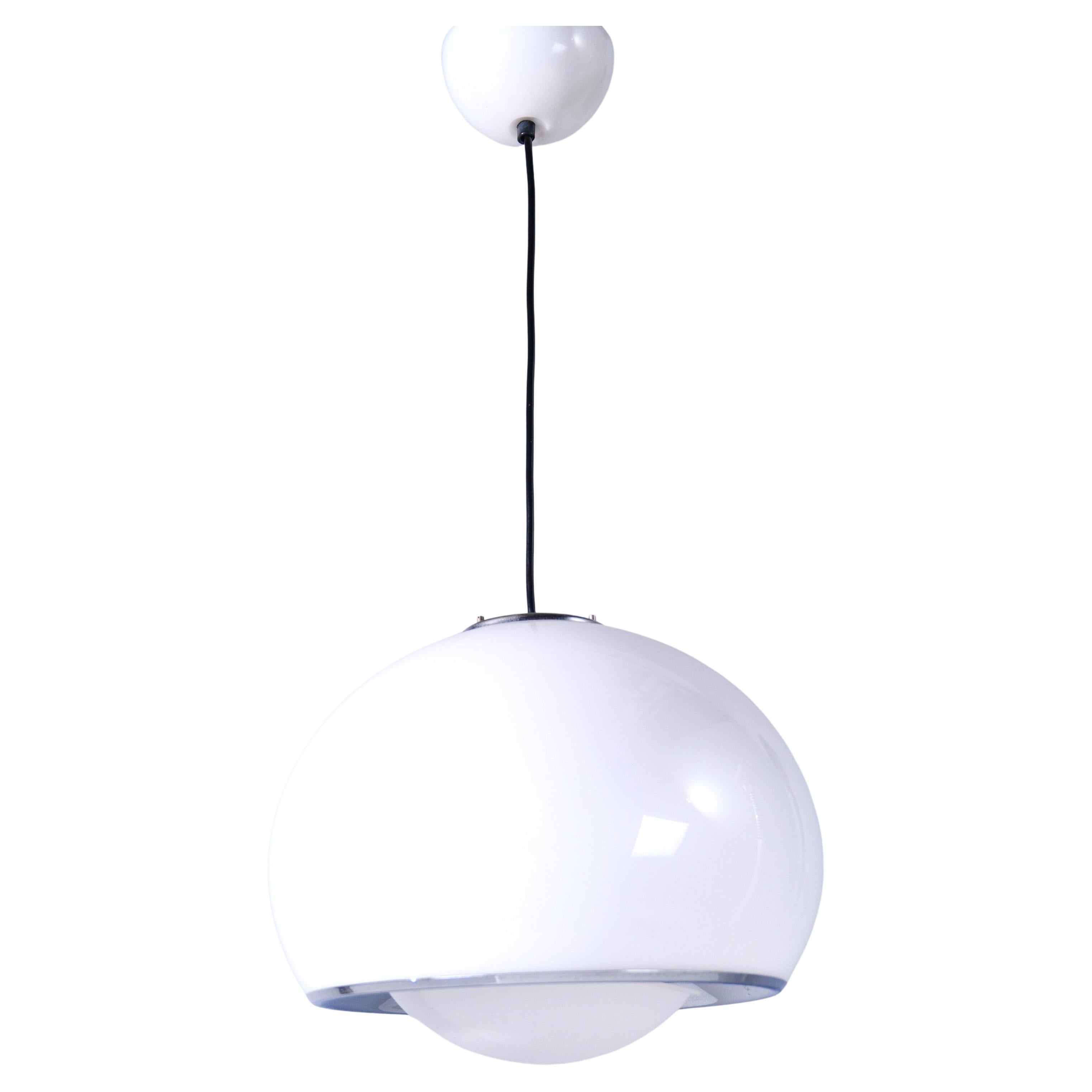 space age white bud pendant lamp by Studio 6G for Harvey Guzzini For Sale