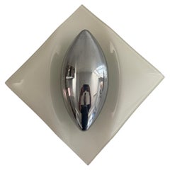 Space Age White Ceramic Glass Single Sconce, 1980s, Germany