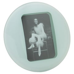 Vintage Space Age White Glass Picture Frame