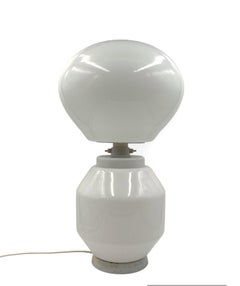 Space Age white glass table lamp, Faver Italy 1970s