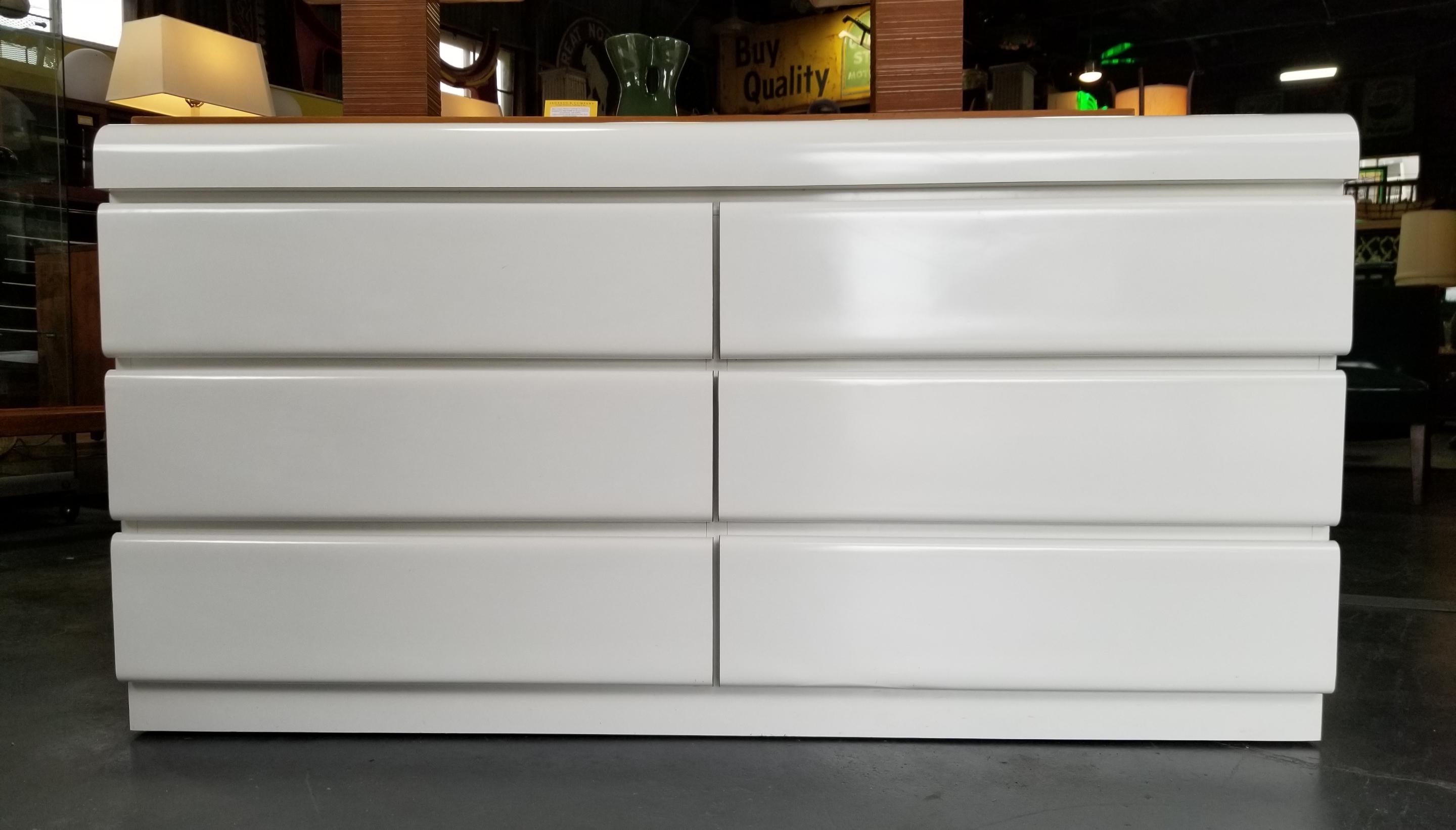 white formica dresser