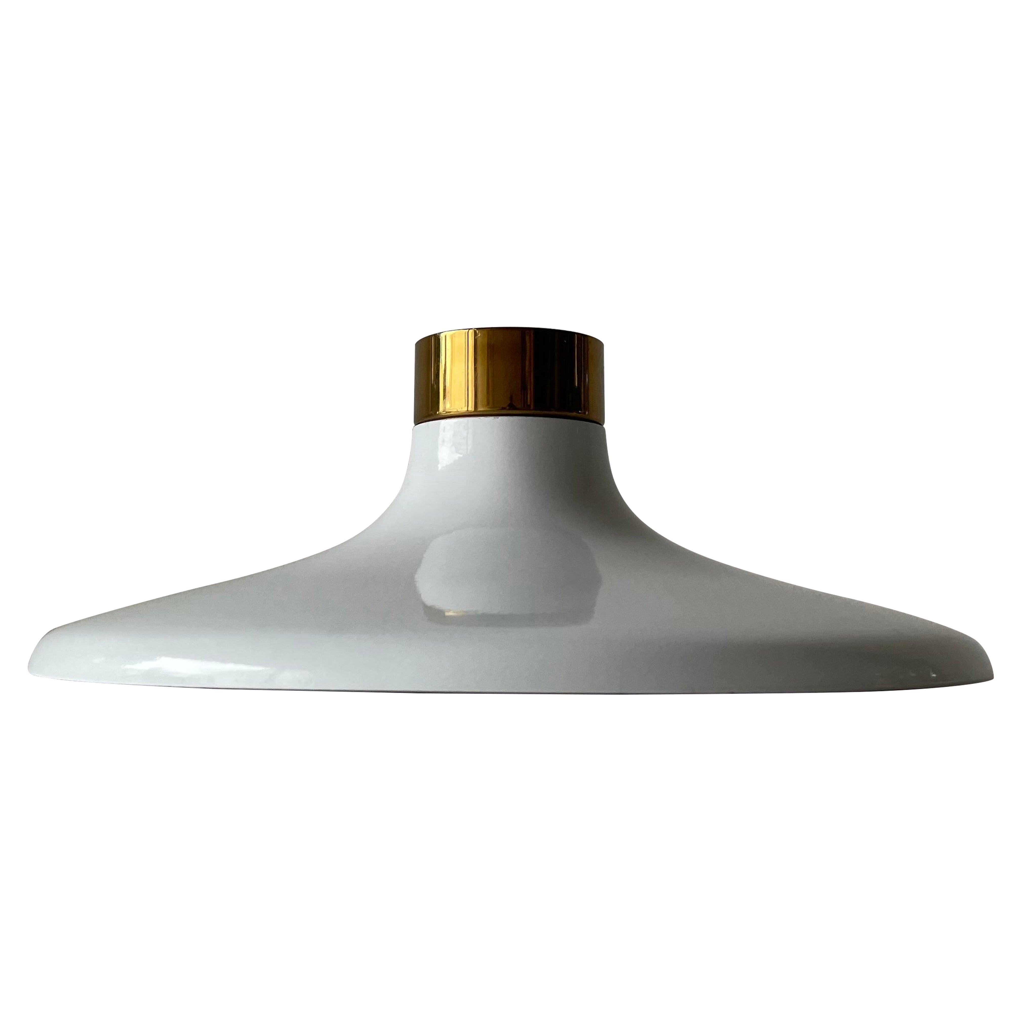 Space Age White Metal Flush Mount Light, 1970s, Italy