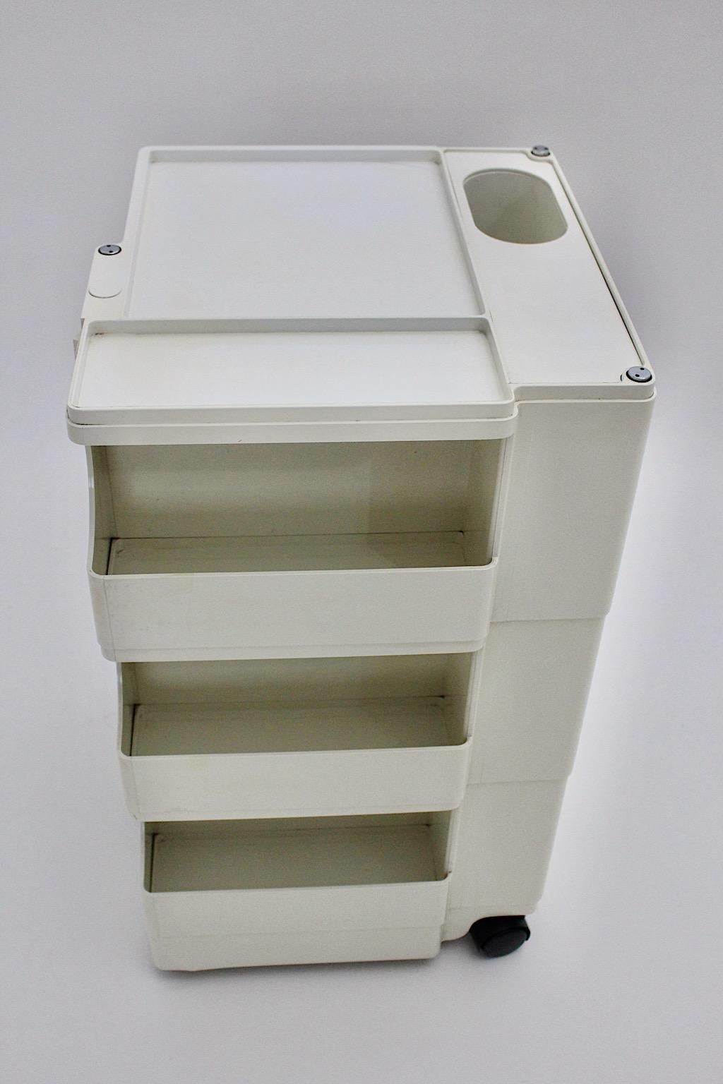 Space Age White Plastic Vintage Storage Trolley Container Joe Colombo 1970 Italy For Sale 6