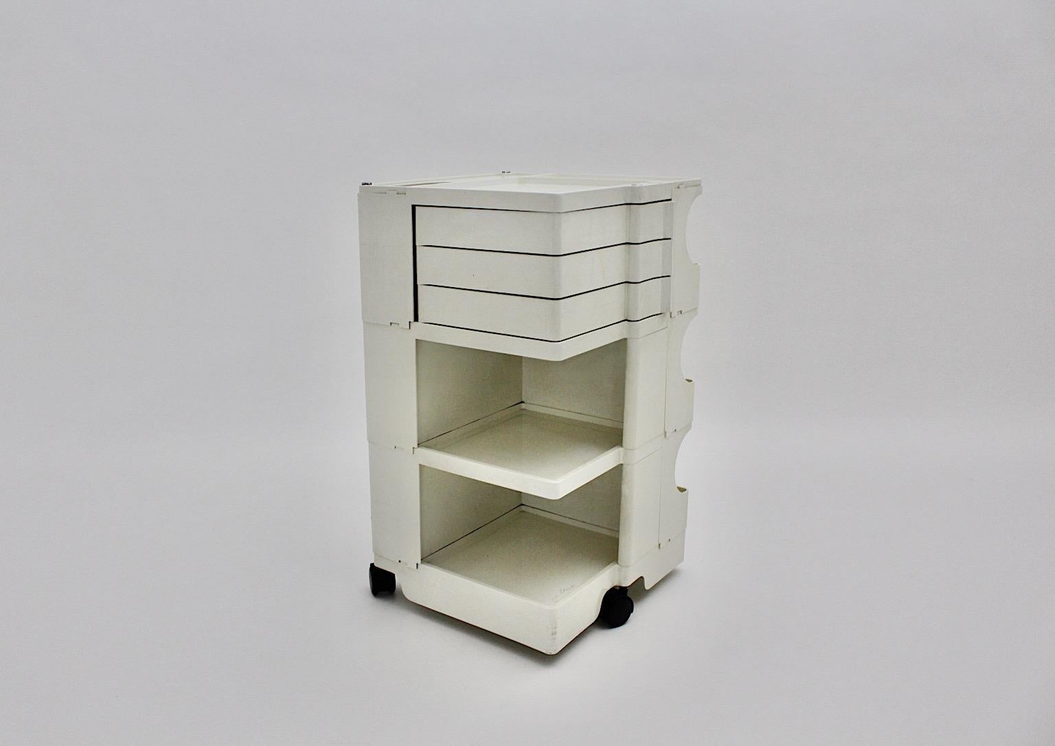 Space Age White Plastic Vintage Storage Trolley Container Joe Colombo 1970 Italy For Sale 9
