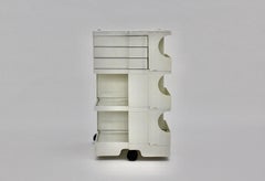 Carrello portaoggetti vintage in plastica bianca A Space Age Joe Colombo 1970 Italia