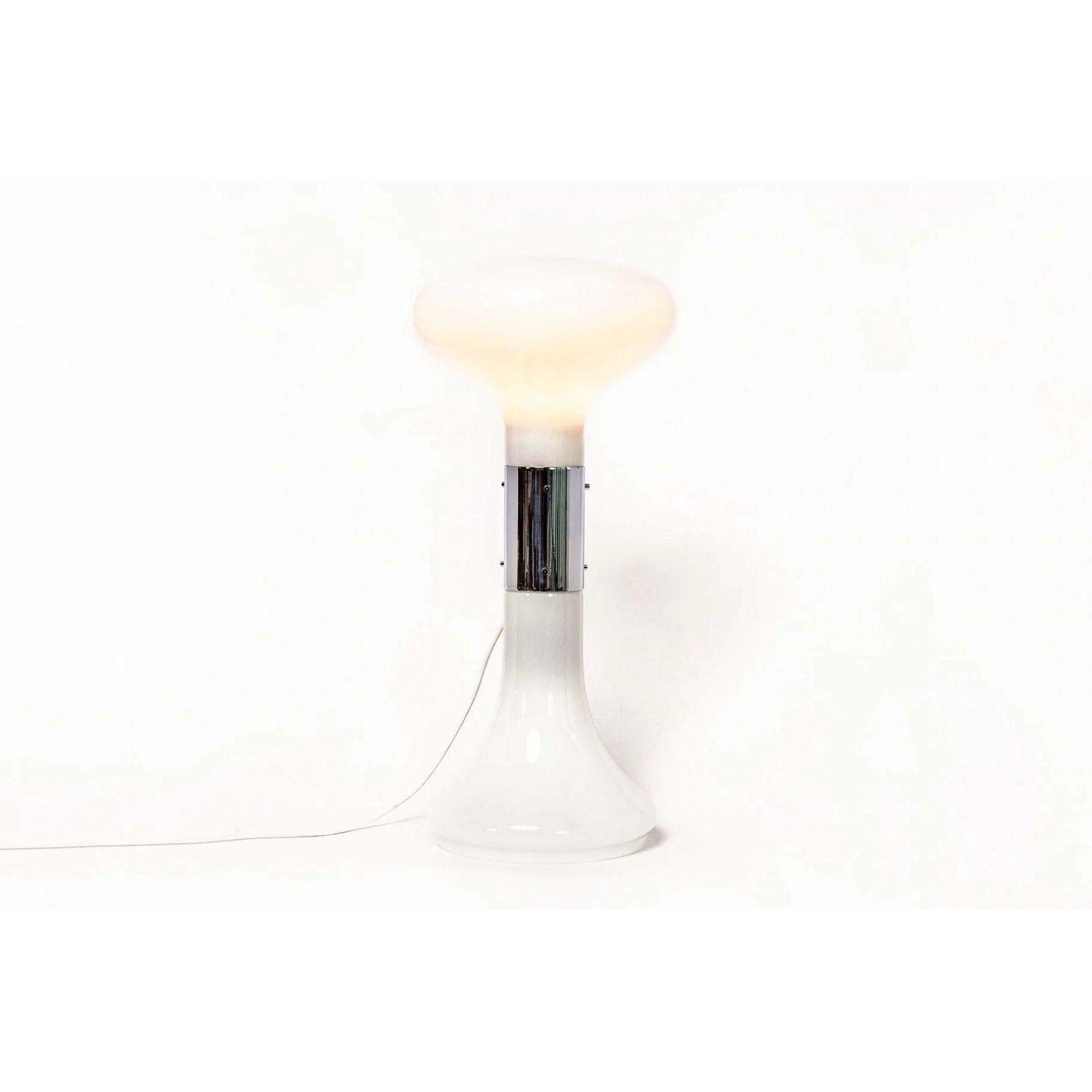 Italian Space Age White Table Lamp in Murano Glass by Carlo Nason, 1970s
