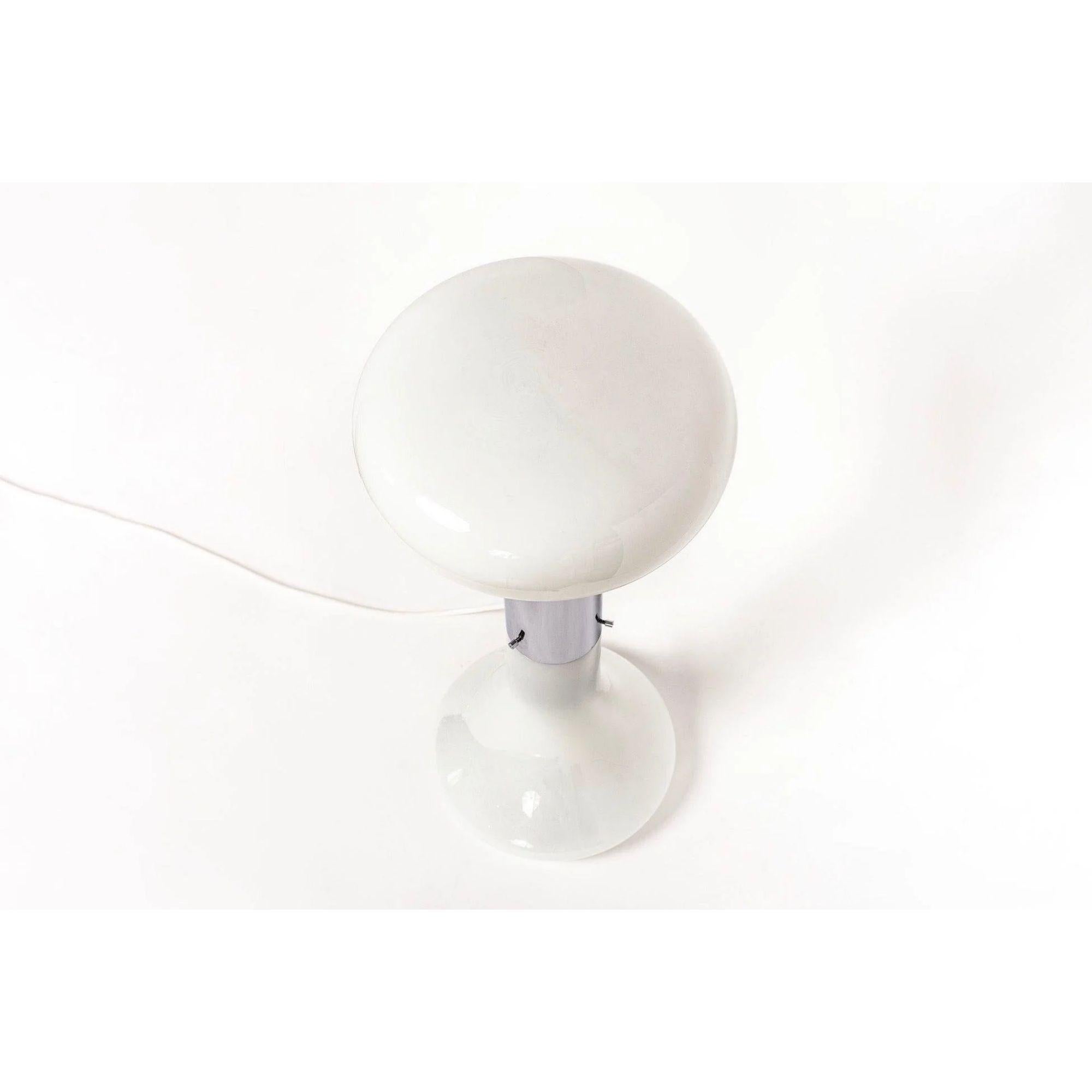 Metal Space Age White Table Lamp in Murano Glass by Carlo Nason, 1970s For Sale