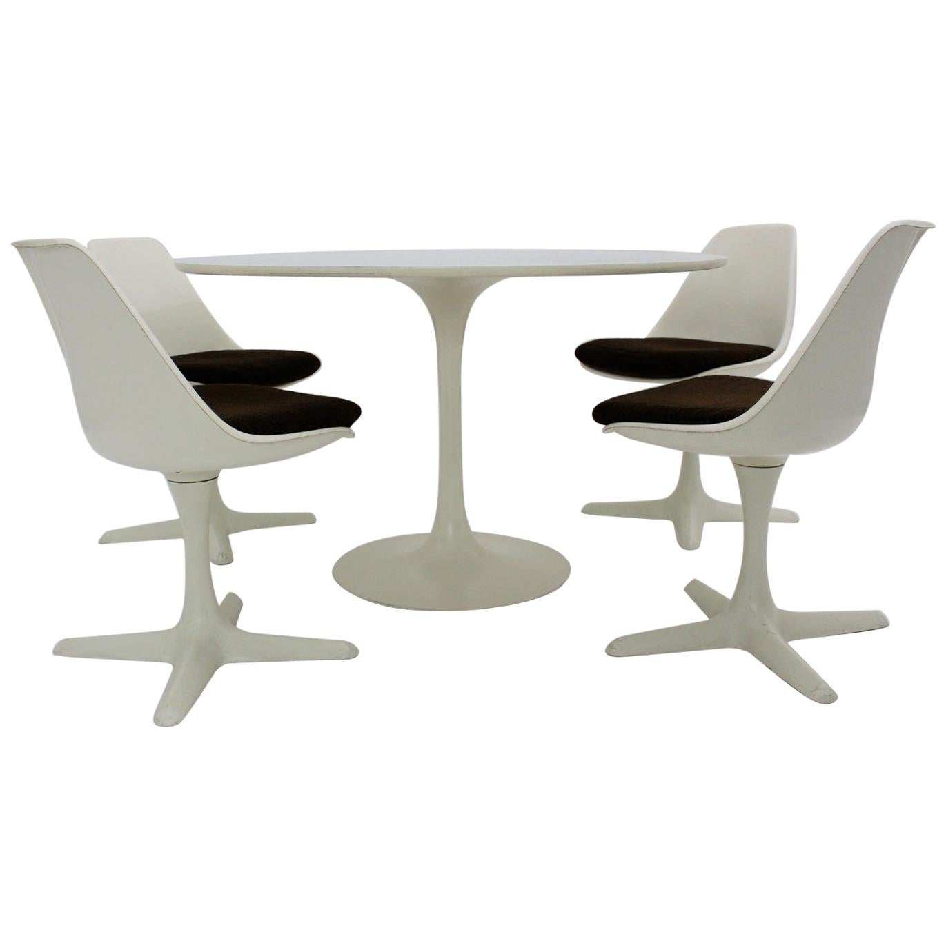 Space Age White Vintage Plastic Dining Room Set by Maurice Burke, 1960s, UK For Sale