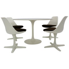 Space Age White Vintage Plastic Dining Room Set by Maurice Burke, 1960s, UK