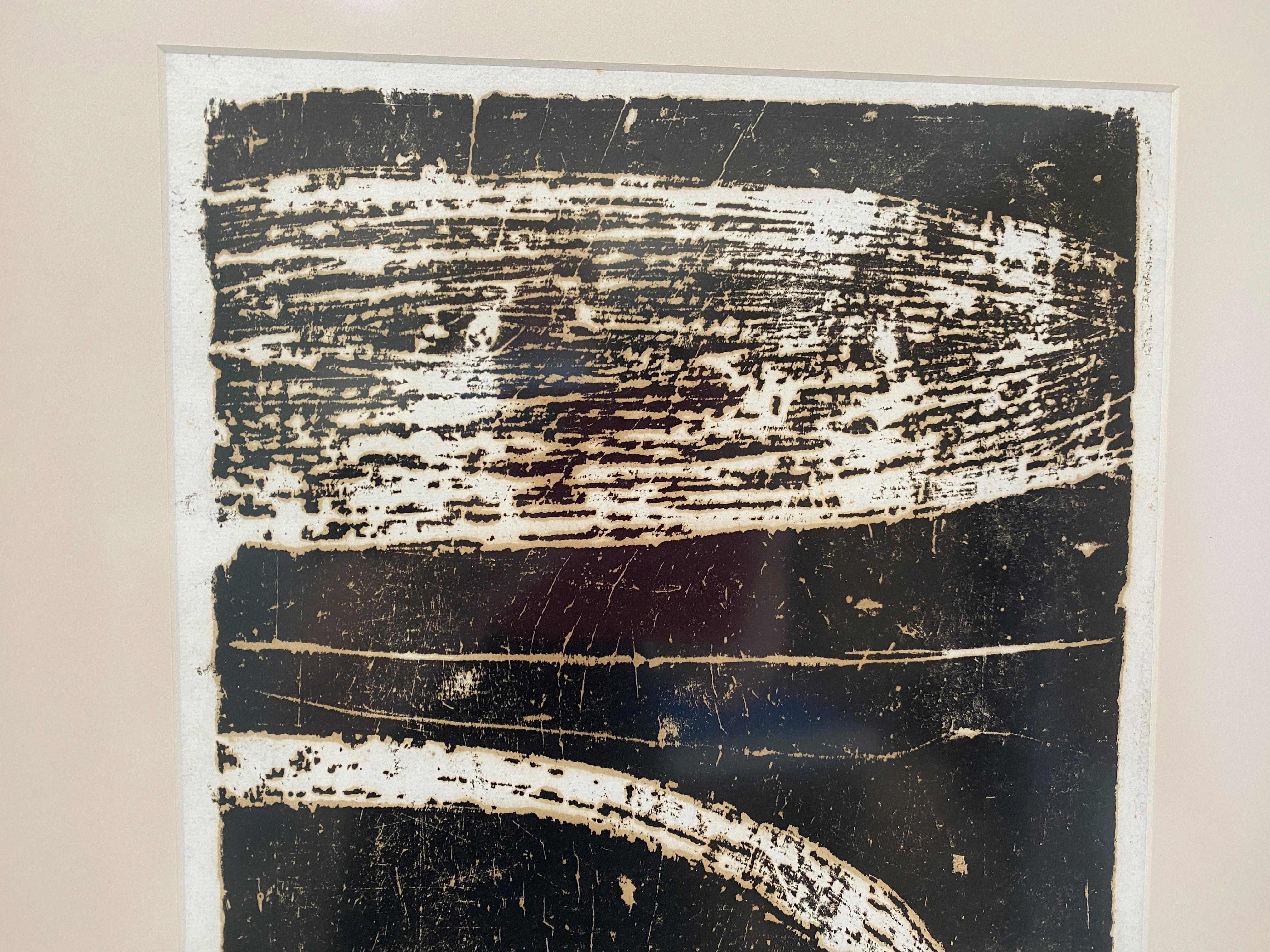 Mid-Century moderno Stampa su legno dell'era spaziale 