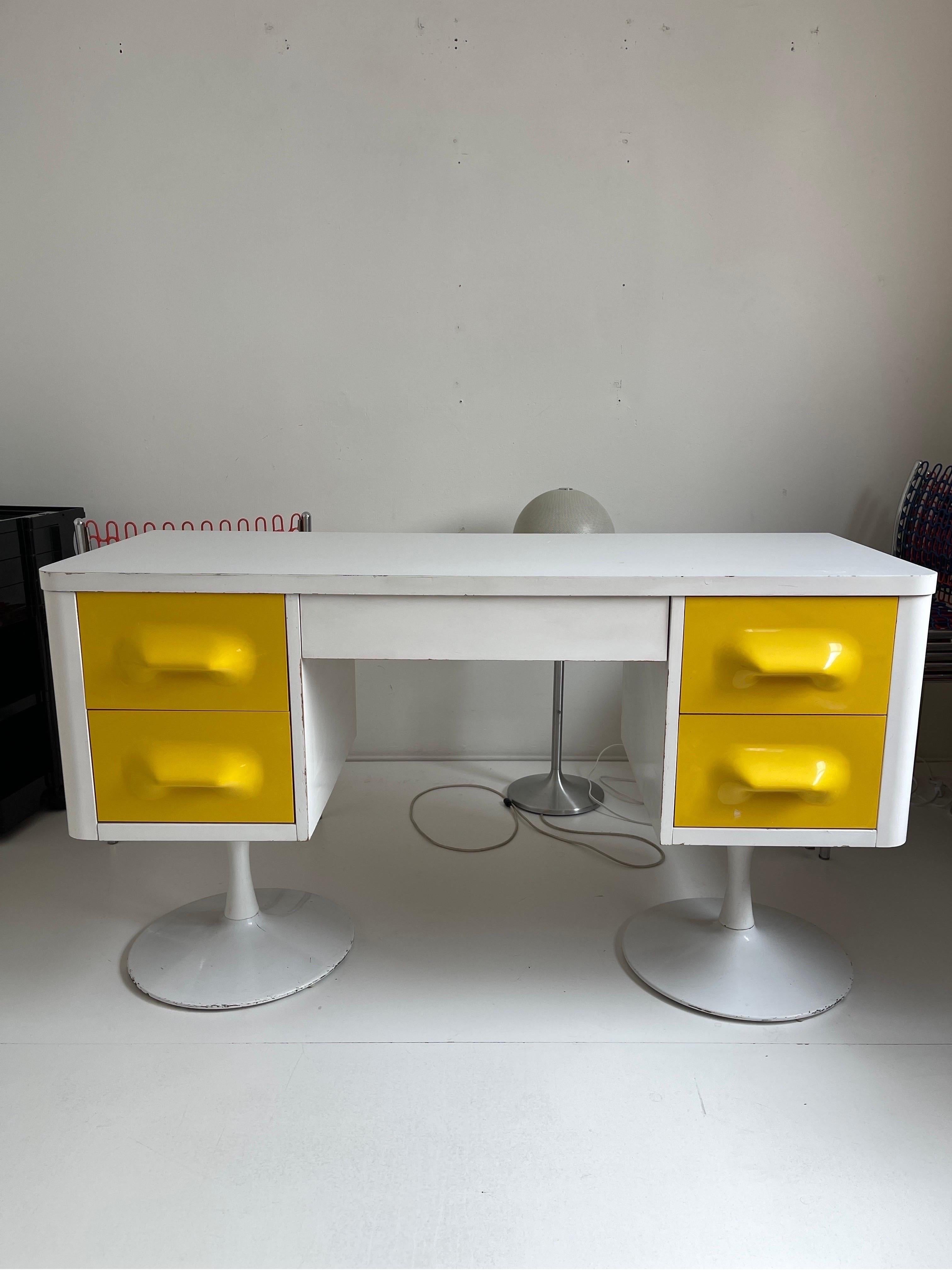Space Age Yellow Chapter One desk by Broyhill Premier, 1970's. In good vintage condition.